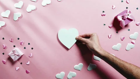 Preparing Valentines day decoration background Stock Footage 231719662