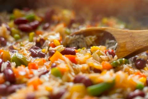 Preparing vegetable paella Stock Photos