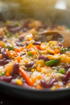 Preparing vegetable paella Stock Photos