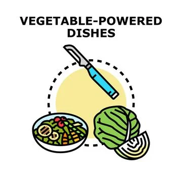 Preparing vegetable powered dishes for a healthy meal イラスト素材