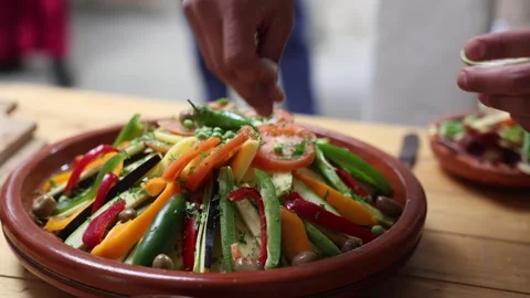 Preparing vegetable tagine, in Morocco. Stock Footage 306304413