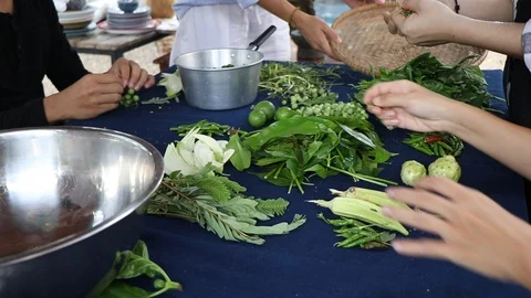 Preparing vegetables and ingredients for dinner. Stock Footage 97001564