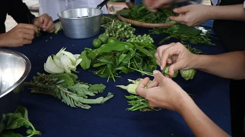 Preparing vegetables and ingredients for dinner. Stock-Footage 97001799