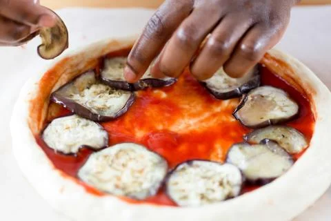 Preparing vegetarian pizza Stock Photos