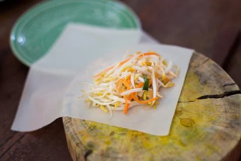 Preparing vegetarian spring rolls Stock Photos