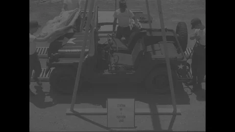 Preparing vehicle air drop during training of parachute rigger - 1967 Stock Footage 118316287