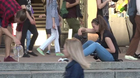 Preparing to Video Clip shooting on the main Street of kiev Stock Footage 97918308