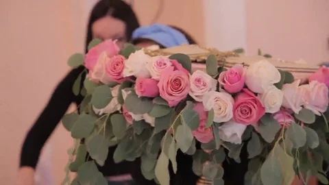 Preparing Wall from the Flowers of the roses Stock Footage 69261965