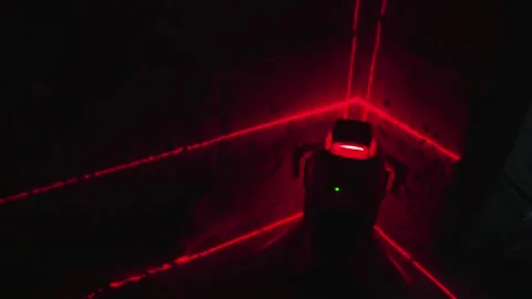 Preparing the wall to plaster with a putty laser Stock Footage 130425897