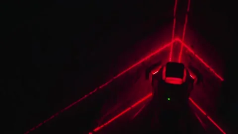 Preparing the wall to plaster with a putty laser Stock Footage 130425907