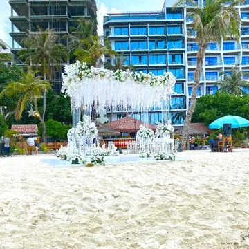 Preparing for the wedding, the place of the offsite ceremony with beautiful Stock Photos