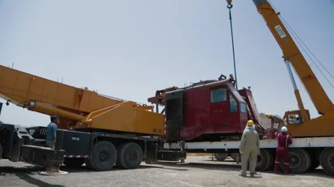 Preparing Weight For Crane Lifting Stock Footage 62081680