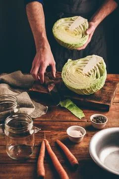 Preparing White Cabbage Stock Photos