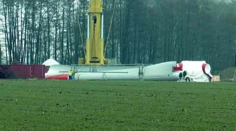 Preparing wind rotor for montage Stock Footage 22514649