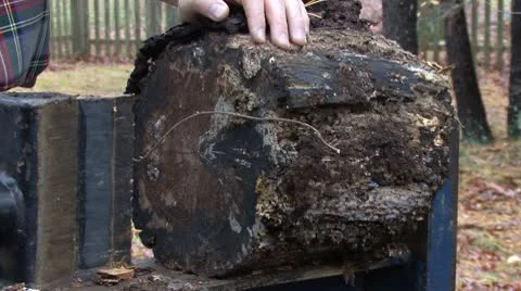 Preparing for winter with log splitter Stock Footage 8914165