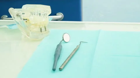 Preparing to work. Close up macro of medical equipment at the dental clinic 库存影片 150863553