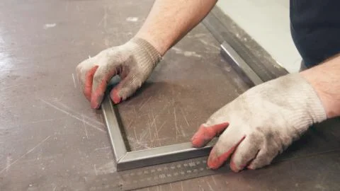 Preparing for work with metal in workshop. Stock Photos