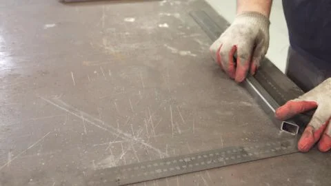 Preparing for work with metal in workshop. Stock Photos