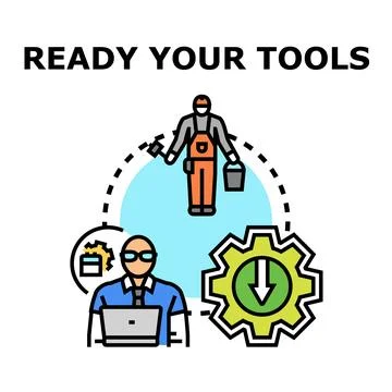 Preparing work tools and skills for projects Stock Illustration