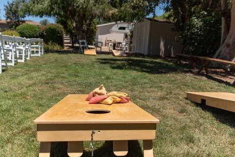Preparing the yard for the party. Stock Photos
