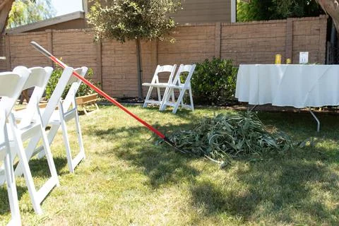 Preparing the yard for the party. Stock Photos