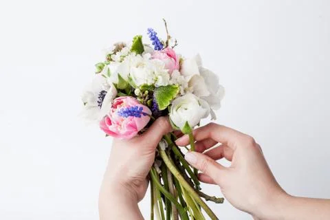 Prepering spring bouquet Foto stock