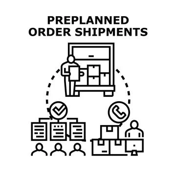 Preplanned order shipments managing logistic delivery process Illustrazione stock