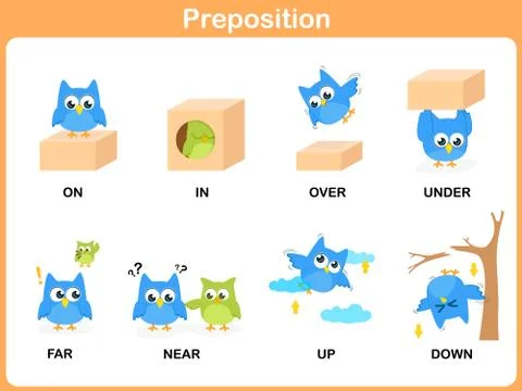 Preposition of motion for preschool Stock Illustration