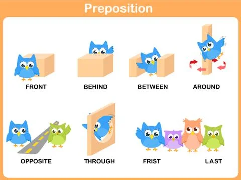Preposition of motion for preschool Stock Illustration