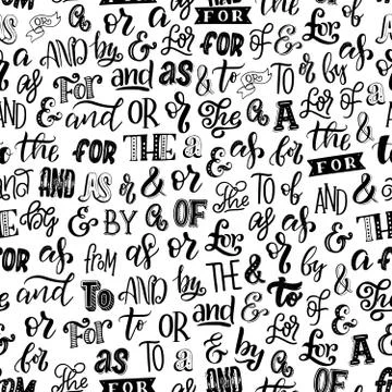 Prepositions, articles and ampersands pattern Ilustración de archivo