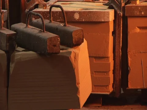Prepped Molds Waiting For Pouring in Foundry Stock Footage 1089238