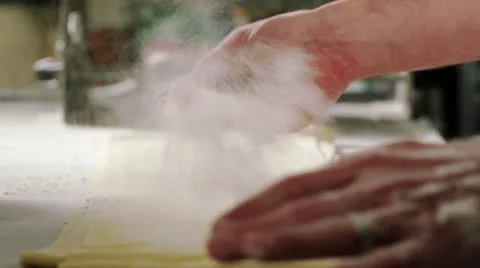 Prepping Dough For Pasta CU Side Two Stock Footage