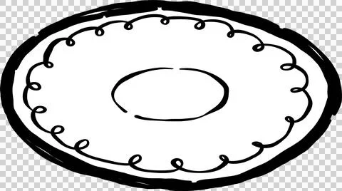 Preppy Coffee Saucer Outline Oval Plate with Doodle Frame Whimsical Hand Draw Stock-Illustration