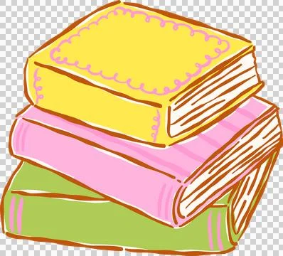 Preppy Colorful Bookish Stack of Books Whimsical Hand Drawn Stock Illustration