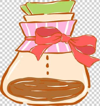 Preppy Drip Coffee Filter Brewing Whimsical Hand Drawn 库存插图