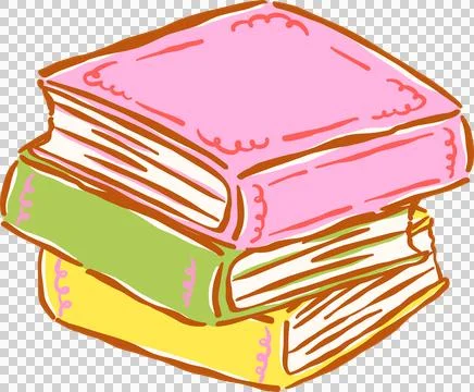 Preppy Pastel Bookish Stack of Books Whimsical Hand Drawn Stock Illustration