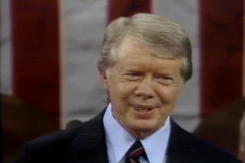 Pres. Carter speaks at Joint session of U.S. Congress - 1980 Stockbeeldmateriaal 90376252