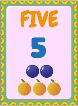 Preschool and toddler math with blueberry and orange fruit design Stock Illustration
