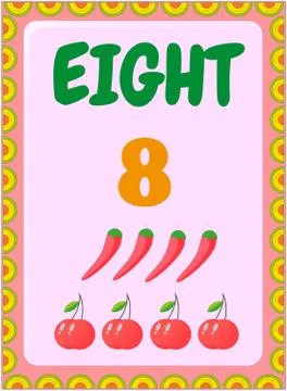 Preschool and toddler math with cherry and chili design Stock Illustration