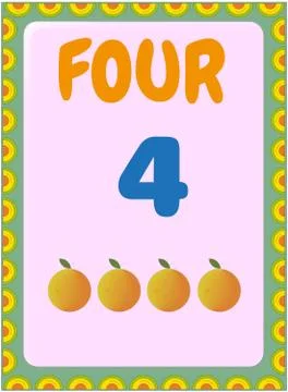 Preschool and toddler math with orange fruit design Stock Illustration