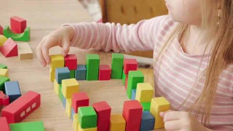 preschool child playing with wooden Stock Video Pond5
