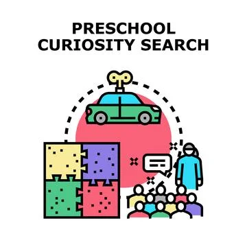 Preschool children developing curiosity and learning concepts Illustrazione stock