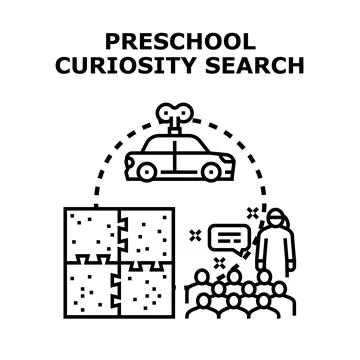 Preschool children developing curiosity and learning concepts Stock Illustration