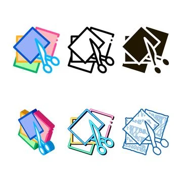 Preschool education multistyle cut scissors icon vector outline Illustrazione stock