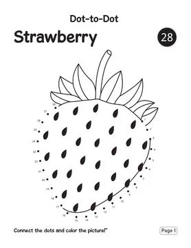 Preschool Learning Activity Puzzle Worksheet Featuring Strawberry Connect Dot Stock Illustration