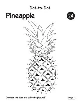 Preschool Learning Activity Puzzle Worksheet Featuring Pineapple Connect Dots 스톡 일러스트