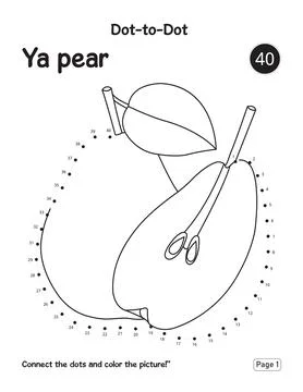 Preschool Learning Activity Puzzle Worksheet Featuring Ya Pear Connect Dots Ilustração Stock