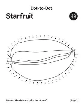 Preschool Learning Activity Puzzle Worksheet Featuring Starfruit Connect Dots Ilustración de archivo