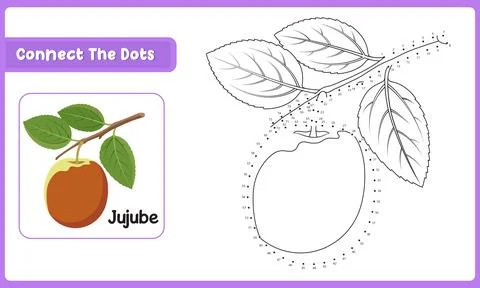 Preschool learning challenge with jujube dot to dot puzzle and educational .. Ilustración de archivo