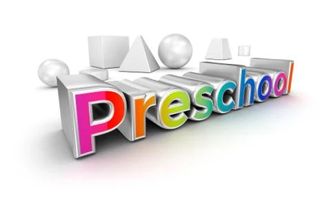 Preschool text,  3d Concept isolated on white Illustrazione stock